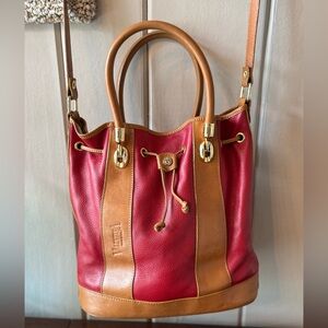 Valentina Red and Tan Leather Tote Bag